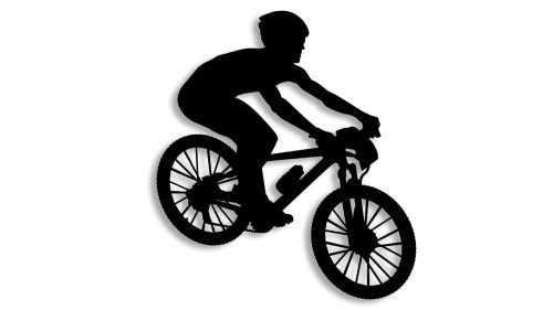 Naklejka rowerowa na szybę i karoserię - rowerzysta skaczący na rowerze - czarna