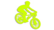 Naklejka rowerowa na szybę i karoserię - rowerzysta skaczący na rowerze żółty neon