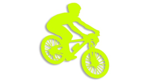 Naklejka rowerowa na szybę i karoserię - rowerzysta skaczący na rowerze żółty neon