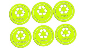 ODPADY - PLASTIK SZKŁO METAL BIO 6 SZTUK - kolory neonowe