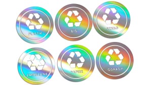 ODPADY - PLASTIK SZKŁO METAL BIO 6 SZTUK - holograficzna