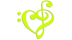 SERCE MUZYKA BAS KLUCZ WIOLINOWY - kolory neonowe