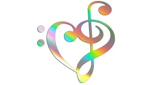 SERCE MUZYKA BAS KLUCZ WIOLINOWY - holograficzna