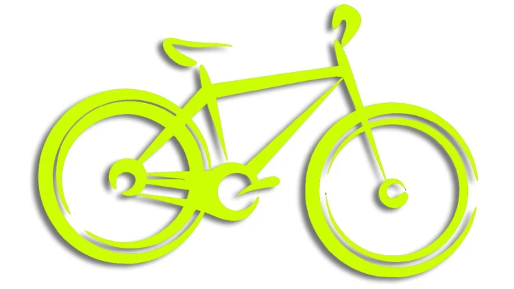 Naklejka rower MTB - nowoczesny kontur żółty neon