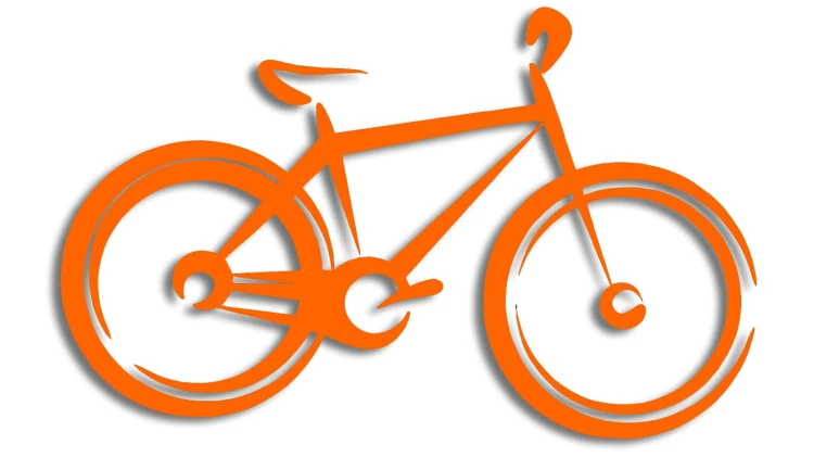 Naklejka rower MTB - nowoczesny kontur pomarańczowy neon