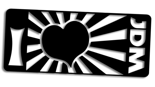 Naklejka na auto I Love JDM - japońskie marki Toyota Honda Nissan Mazda - czarna