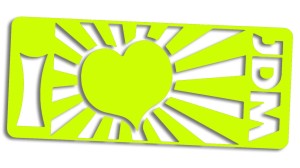 Naklejka I LOVE JDM - JAPONIA SERCE - kolory neonowe