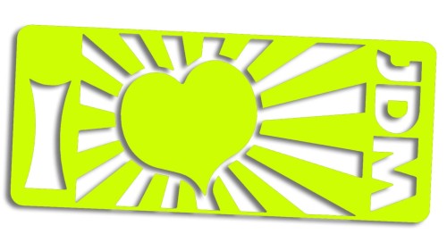 Naklejka na auto I Love JDM - japońskie marki Toyota Honda Nissan Mazda - neon