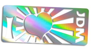 Naklejka I LOVE JDM - JAPONIA SERCE - holograficzna