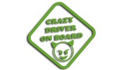 naklejka crazy driver on board jasny zielony.jpg