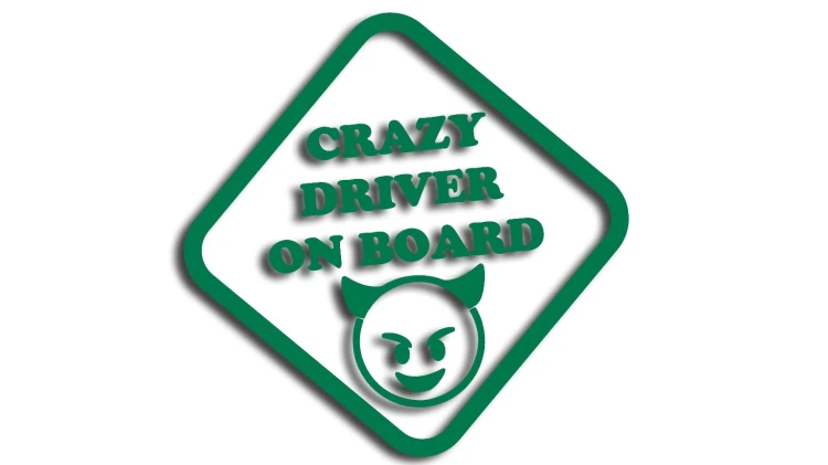 naklejka crazy driver on board zielona.jpg