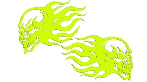 CZASZKA I PŁOMIEŃ lewa i prawa - kolory neonowe