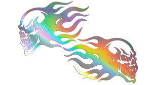 CZASZKA I PŁOMIEŃ lewa i prawa - holograficzna