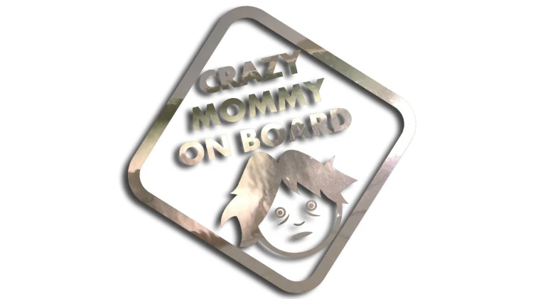 Naklejka Crazy Mommy on Board Szalona Mama na pokładzie - śmieszna wlepka na auto dla mamy - chrom