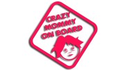 Naklejka Crazy Mommy on Board Szalona Mama na pokładzie - śmieszna wlepka na auto dla mamy - różowy neon