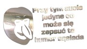 Śmieszna naklejka na auto Janusz Nosacz – Przy tym aucie jedyne co może się zepsuć to humor sąsiada - chrom