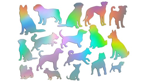 Zestaw naklejek psy pieski sylwetki 17 sztuk - holograficzne