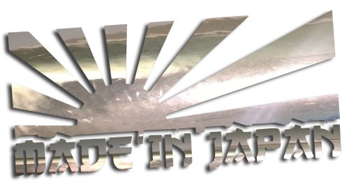 Naklejka na auto Made in Japan Rising Sun - pasuje do Subaru Lexus Yamaha Kawasaki - chrom