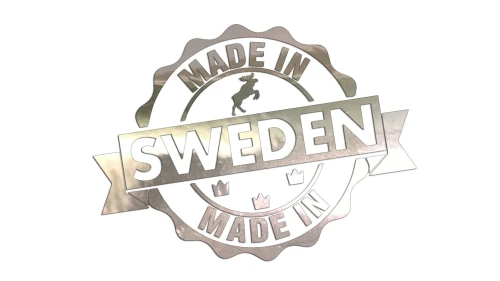 Naklejka Made in Sweden stempel łoś korony - pasuje do Volvo Saab Scania - chrom
