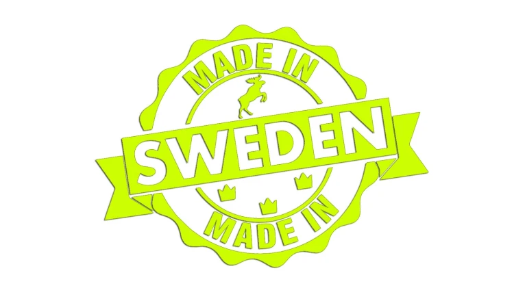 Naklejka Made in Sweden stempel łoś korony - pasuje do Volvo Saab Scania - neon
