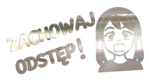 Naklejka ZACHOWAJ ODSTĘP - ANIME MANGA - kolory - chrom