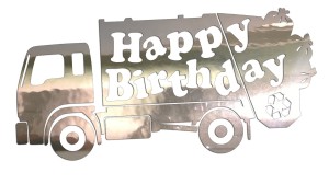 Naklejka urodziny HAPPY BIRTHDAY ŚMIECIARKA - kolory - chrom