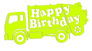 Naklejka urodziny HAPPY BIRTHDAY ŚMIECIARKA - kolory neonowe