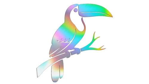 Naklejka tukan ptak egzotyczny  -motyw tropikalny na auto - holograficzna