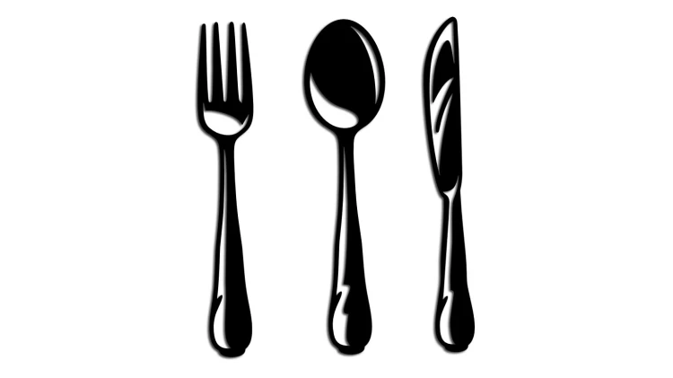 Naklejka na ścianę kuchni sztućce widelec łyżka nóż - dekoracja do restauracji baru - czarna