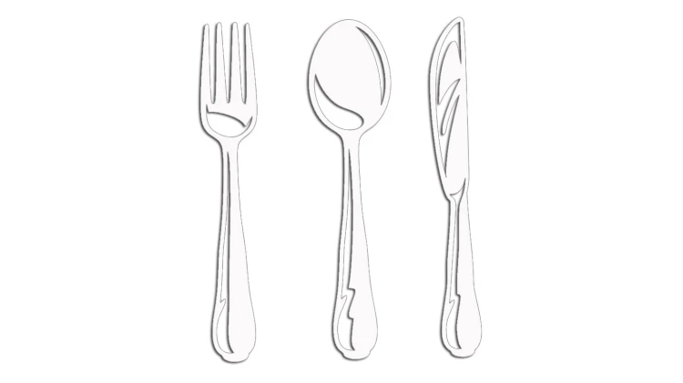 Naklejka na ścianę kuchni sztućce widelec łyżka nóż - dekoracja do restauracji baru - biała