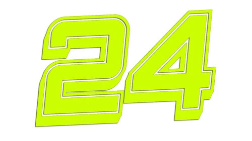 Naklejka na auto motocykl cyfry wyścigowe - numer startowy styl sportowy - żółty neon