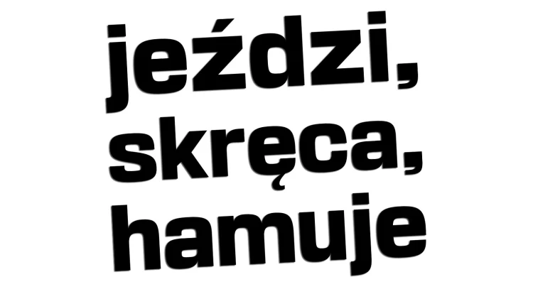 Naklejka jeździ skręca hamuje napisy - śmieszny napis na auto tuning - czarna