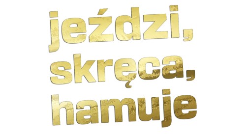 Naklejka jeździ skręca hamuje napisy - śmieszny napis na auto tuning złoty chrom