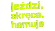 Naklejka jeździ skręca hamuje napisy - śmieszny napis na auto tuning żółty neon