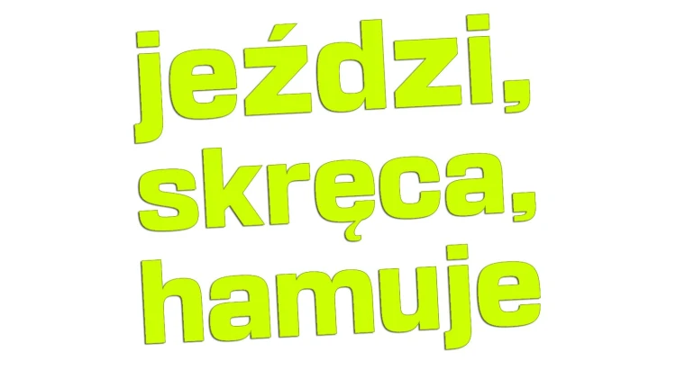 Naklejka jeździ skręca hamuje napisy - śmieszny napis na auto tuning żółty neon