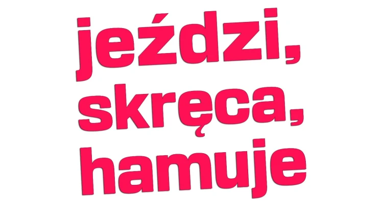 Naklejka jeździ skręca hamuje napisy - śmieszny napis na auto tuning różowy neon