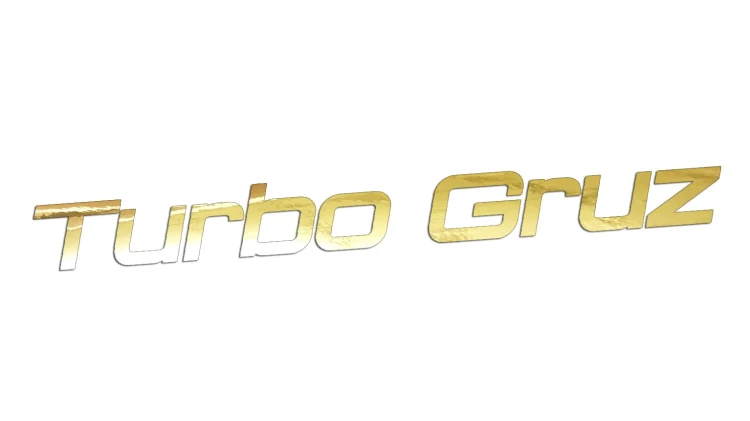 Naklejka samochodowa Turbo Gruz tekst - zabawna wlepka na szybę zderzak złoty chrom