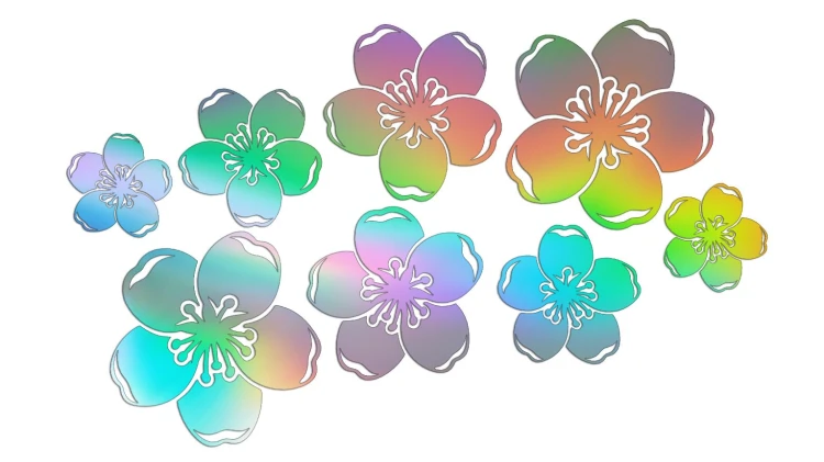 Naklejki Kwiat Jabłoni - zestaw 8 szt. - holograficzne