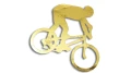 Naklejka rowerowa na szybę i karoserię - rowerzysta skaczący na rowerze złoty chrom