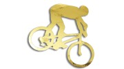 Naklejka rowerowa na szybę i karoserię - rowerzysta skaczący na rowerze złoty chrom