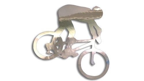 Naklejka rowerowa na szybę i karoserię - rowerzysta skaczący na rowerze chrom