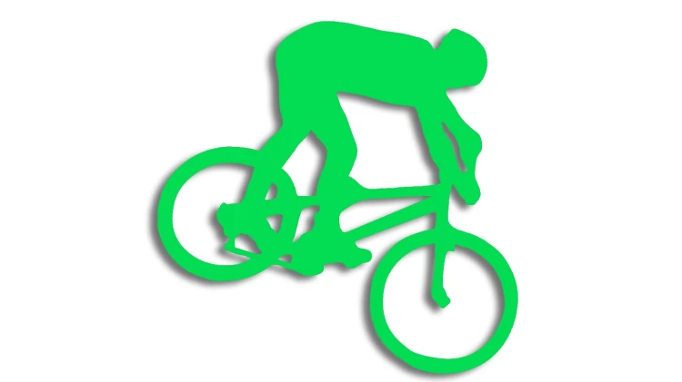 Naklejka rowerowa na szybę i karoserię - rowerzysta skaczący na rowerze zielony neon