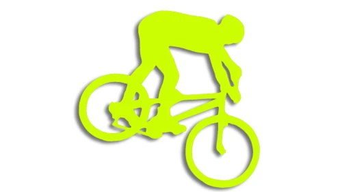 Naklejka rowerowa na szybę i karoserię - rowerzysta skaczący na rowerze żółty neon