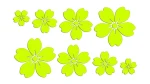 Naklejki DUŻE KWIATY WIŚNI 8 SZTUK - SAKURA - kolory neonowe