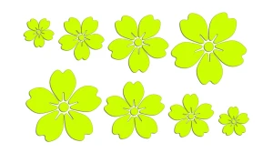 Naklejki DUŻE KWIATY WIŚNI 8 SZTUK - SAKURA - kolory neonowe