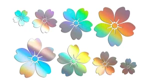 Naklejki DUŻE KWIATY WIŚNI 8 SZTUK - SAKURA - holograficzna