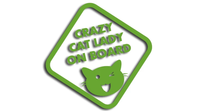 naklejka crazy cat lady on board jasny zielony.jpg