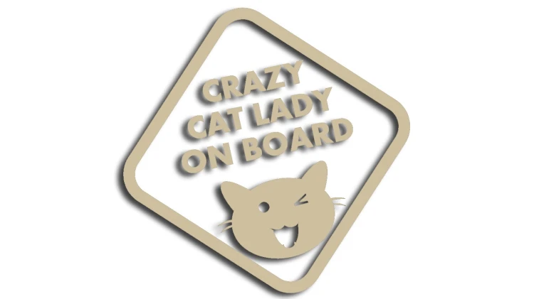 naklejka crazy cat lady on board bezowa.jpg