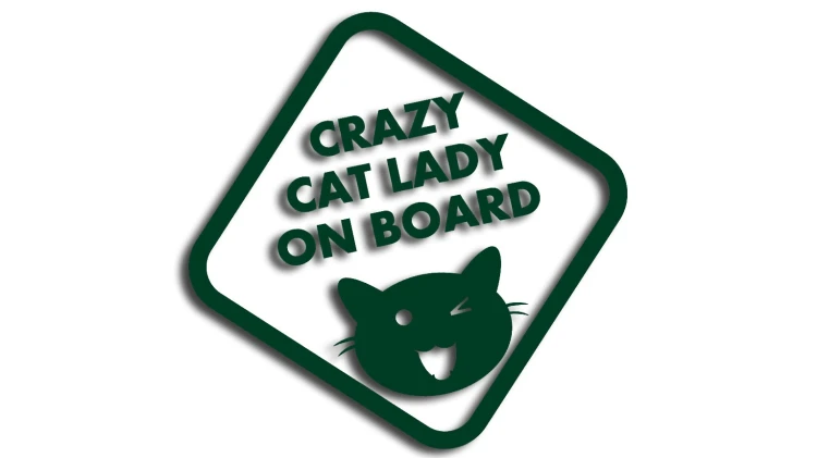 naklejka crazy cat lady on board ciemny zielony.jpg