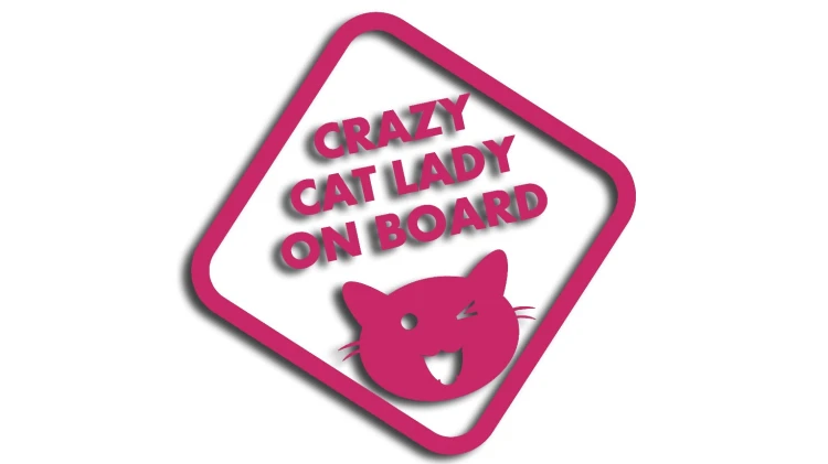 naklejka crazy cat lady on board rozowa.jpg
